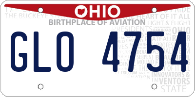 OH license plate GLO4754