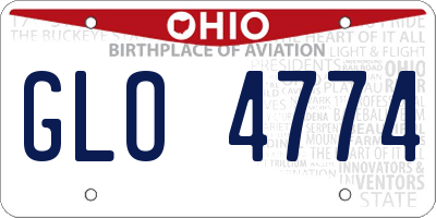 OH license plate GLO4774