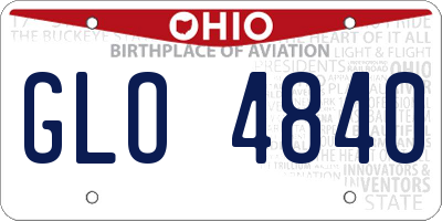 OH license plate GLO4840