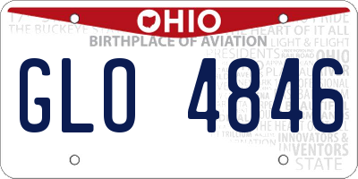 OH license plate GLO4846