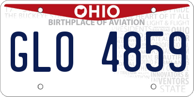 OH license plate GLO4859