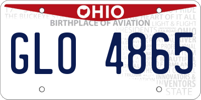 OH license plate GLO4865