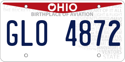 OH license plate GLO4872