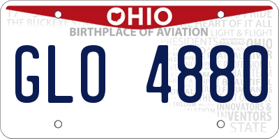 OH license plate GLO4880