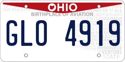 OH license plate GLO4919