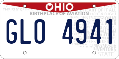 OH license plate GLO4941