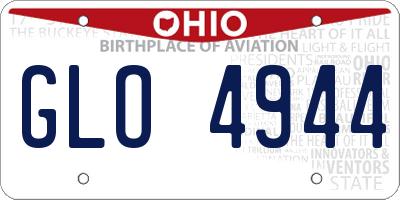 OH license plate GLO4944