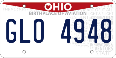 OH license plate GLO4948
