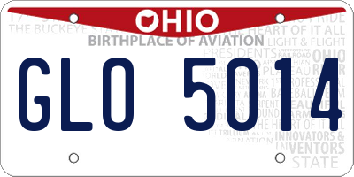 OH license plate GLO5014