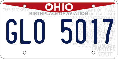 OH license plate GLO5017