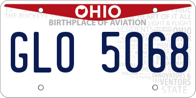 OH license plate GLO5068