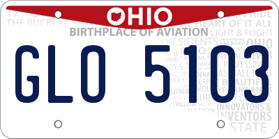 OH license plate GLO5103