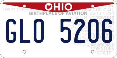 OH license plate GLO5206