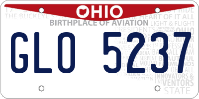 OH license plate GLO5237
