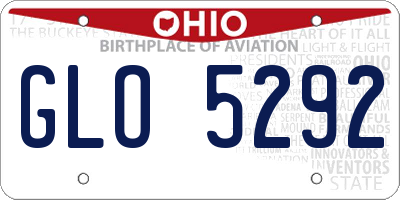 OH license plate GLO5292