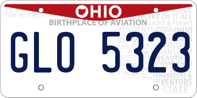 OH license plate GLO5323