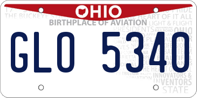 OH license plate GLO5340
