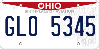 OH license plate GLO5345