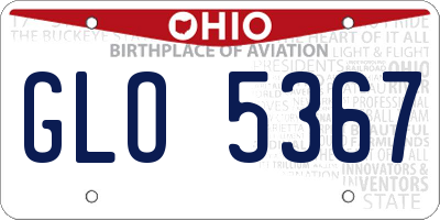 OH license plate GLO5367