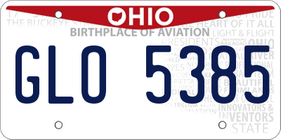 OH license plate GLO5385