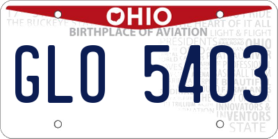 OH license plate GLO5403