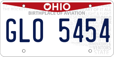 OH license plate GLO5454