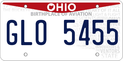 OH license plate GLO5455