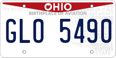 OH license plate GLO5490