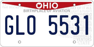 OH license plate GLO5531