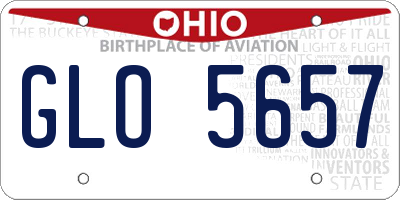 OH license plate GLO5657