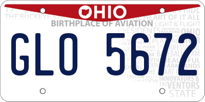 OH license plate GLO5672