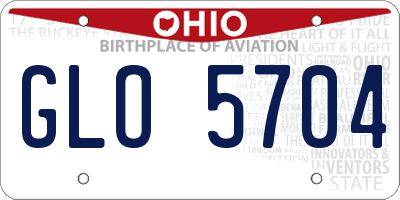 OH license plate GLO5704