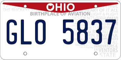 OH license plate GLO5837