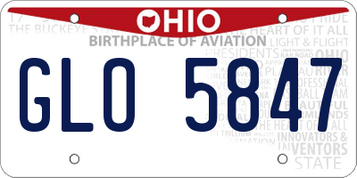 OH license plate GLO5847
