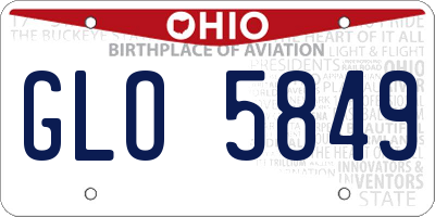 OH license plate GLO5849