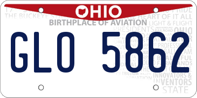 OH license plate GLO5862