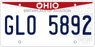 OH license plate GLO5892