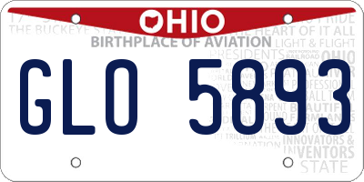 OH license plate GLO5893