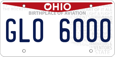 OH license plate GLO6000