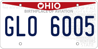 OH license plate GLO6005