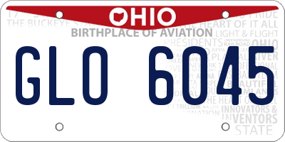 OH license plate GLO6045