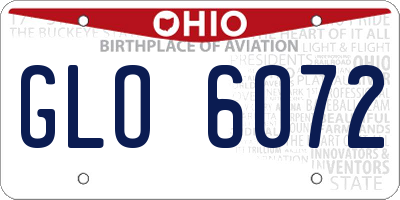 OH license plate GLO6072