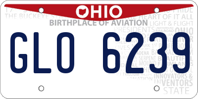 OH license plate GLO6239