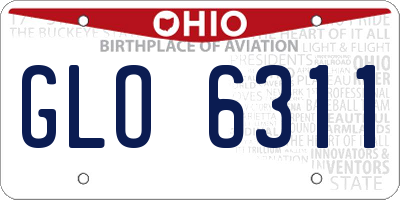 OH license plate GLO6311