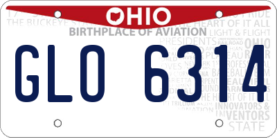 OH license plate GLO6314