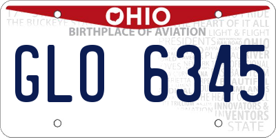 OH license plate GLO6345
