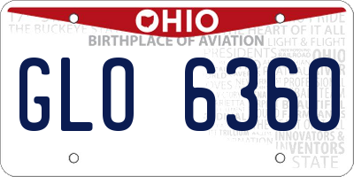 OH license plate GLO6360