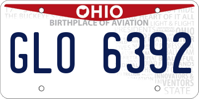 OH license plate GLO6392