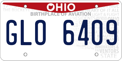 OH license plate GLO6409