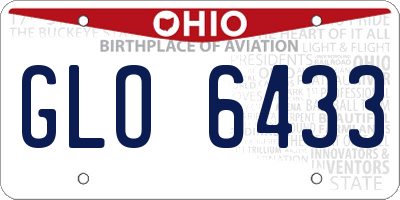 OH license plate GLO6433